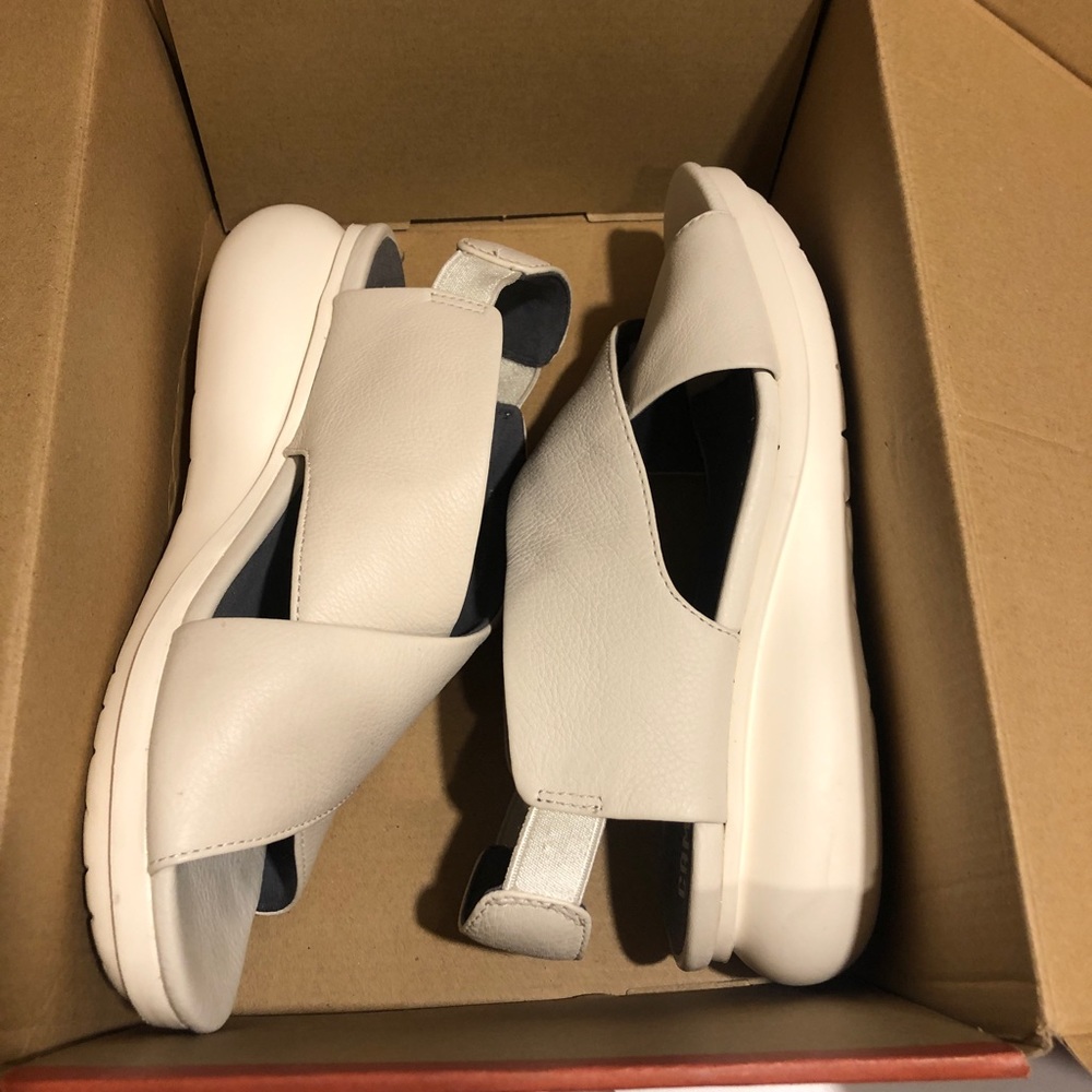 White modern camper sandals